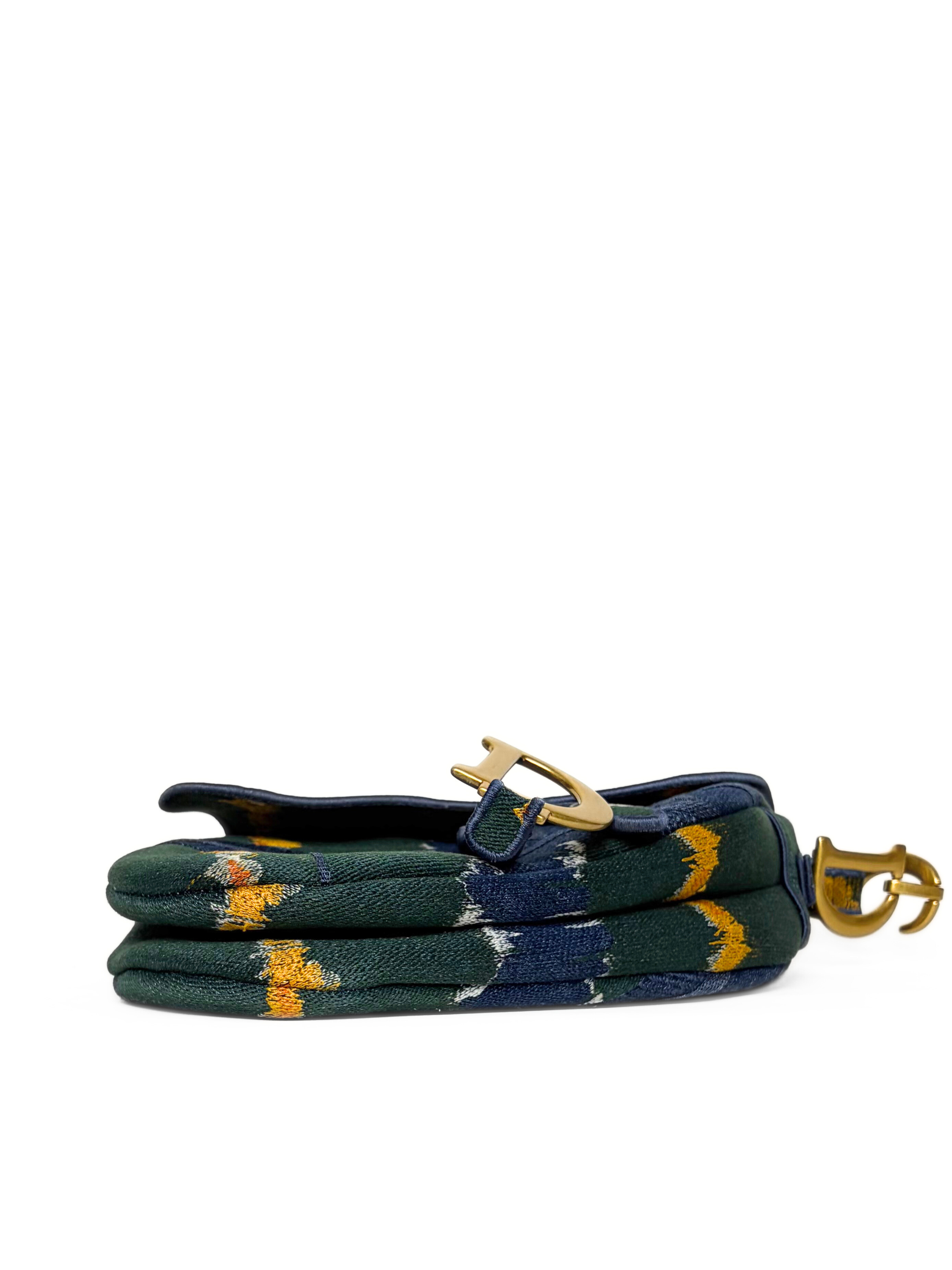 Christian Dior Medium Embroidered Canvas Saddle Bag