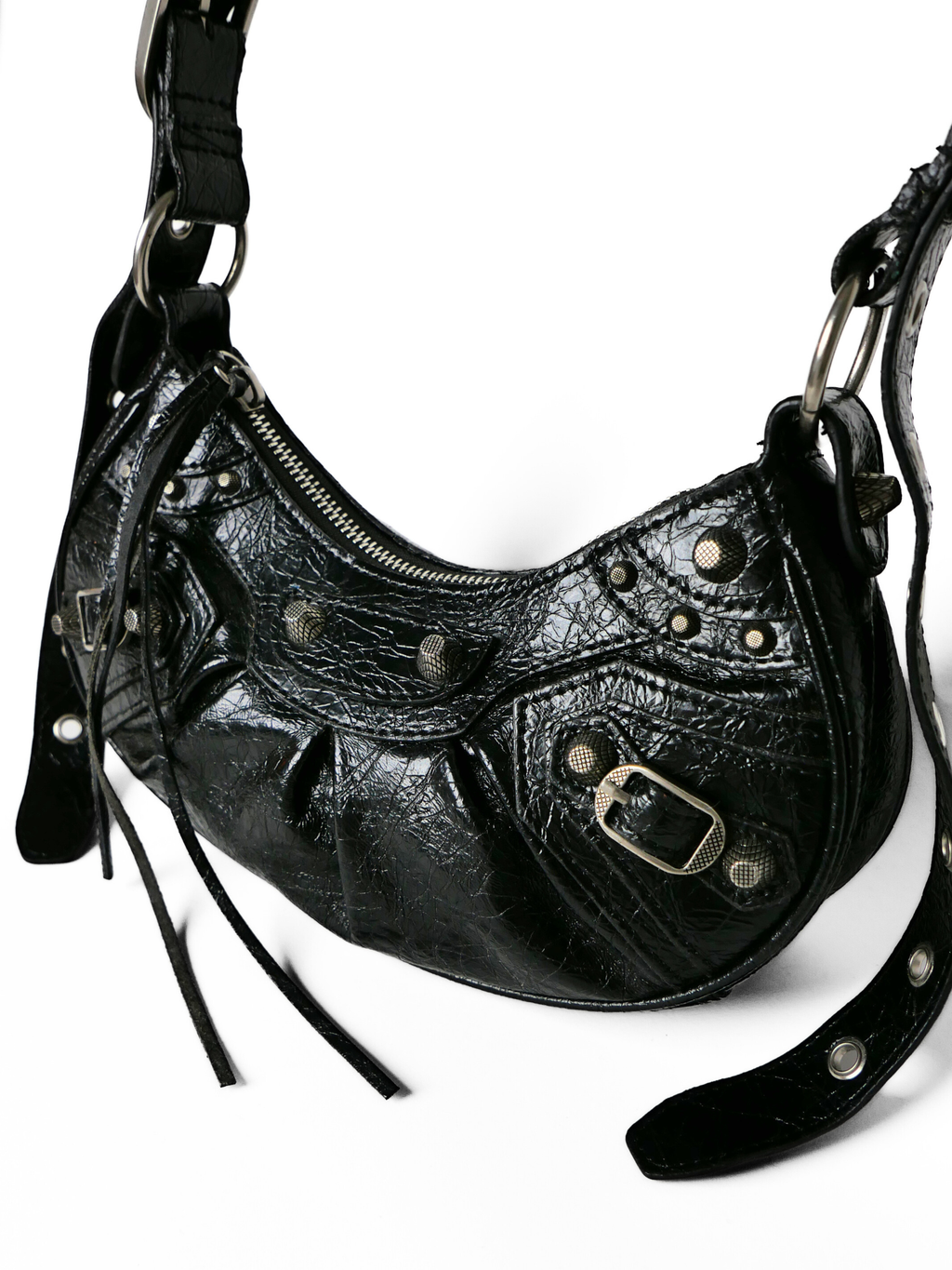 Balenciaga Le Cagole XS Studded Shoulder Bag in Black Leather