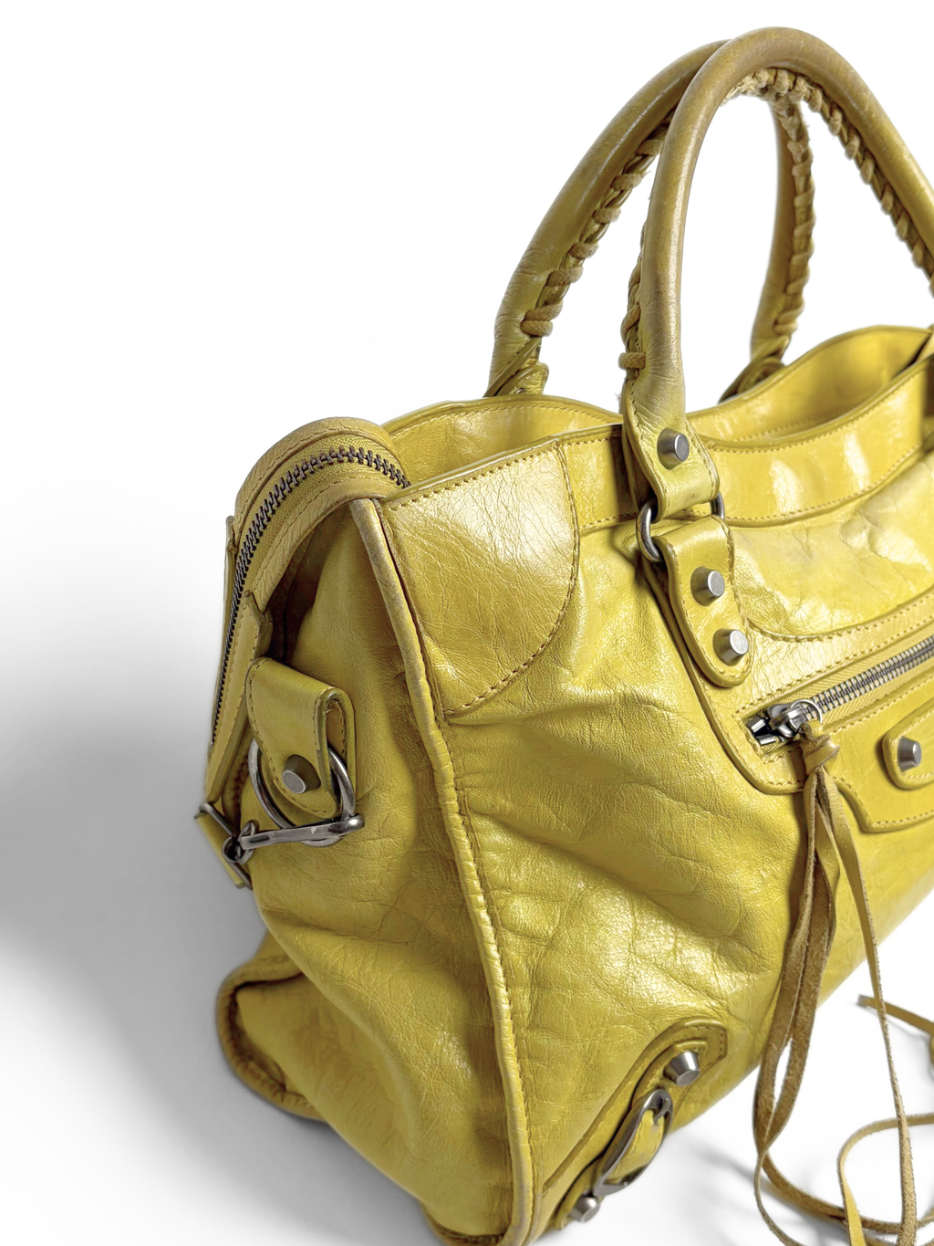 Vintage Balenciaga City Bag in Yellow Leather