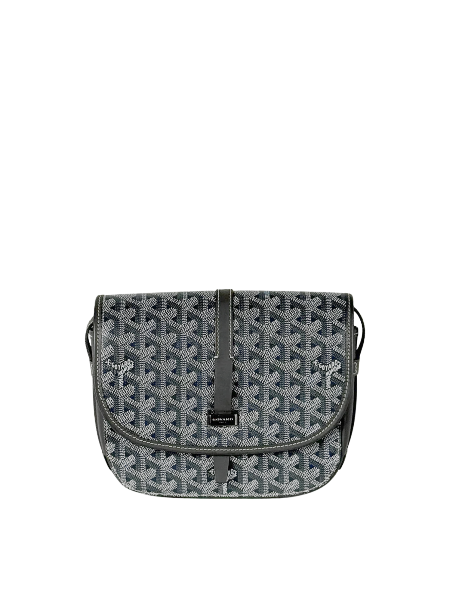 Goyard Belvedere PM Bag Grey Goyardine Canvas with Leather Trim