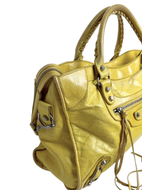 Vintage Balenciaga City Bag in Yellow Leather