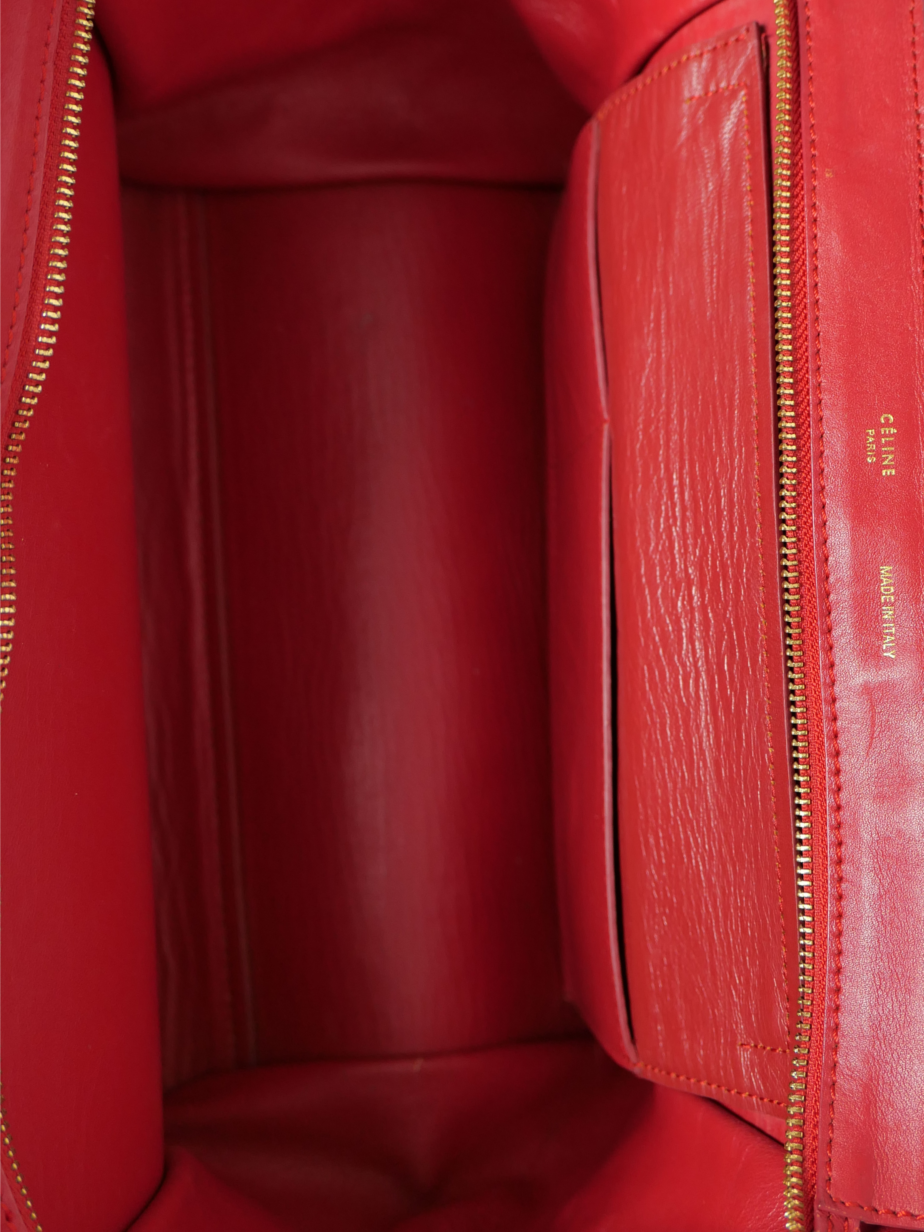 Celine Trapeze Bag in Red Leather with Suede Wings
