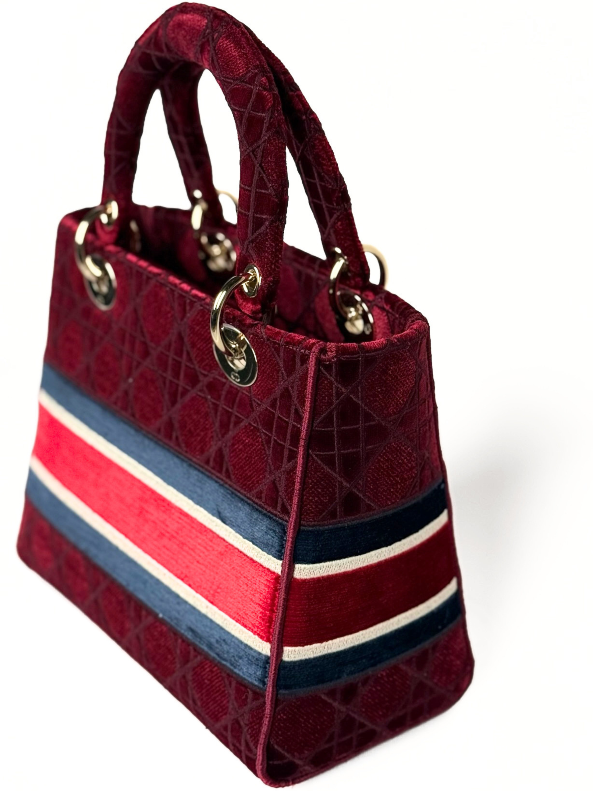 CHRISTIAN DIOR LADY D-LITE BURGUNDY VELVET LIMITED EDITION
