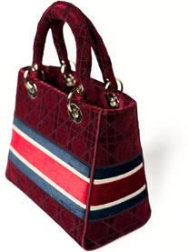 CHRISTIAN DIOR LADY D-LITE BURGUNDY VELVET LIMITED EDITION