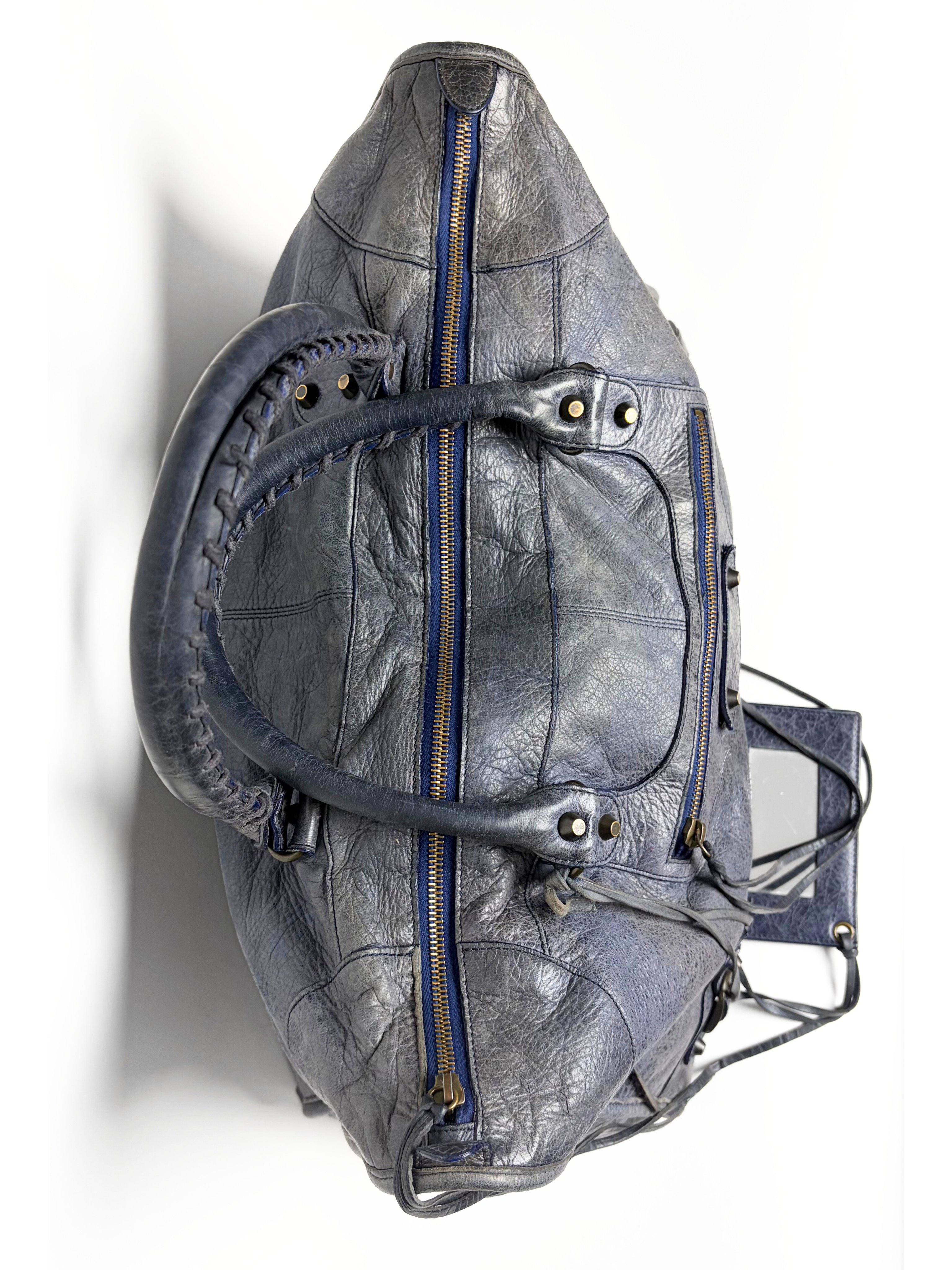 Balenciaga Classic Work Bag Grey/Navy Distressed Leather