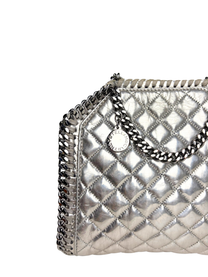Stella McCartney Falabella Metallic Silver Quilted Mini Tote