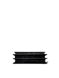 Saint Laurent Black Sunset Medium Shiny Croc-Embossed Shoulder Bag