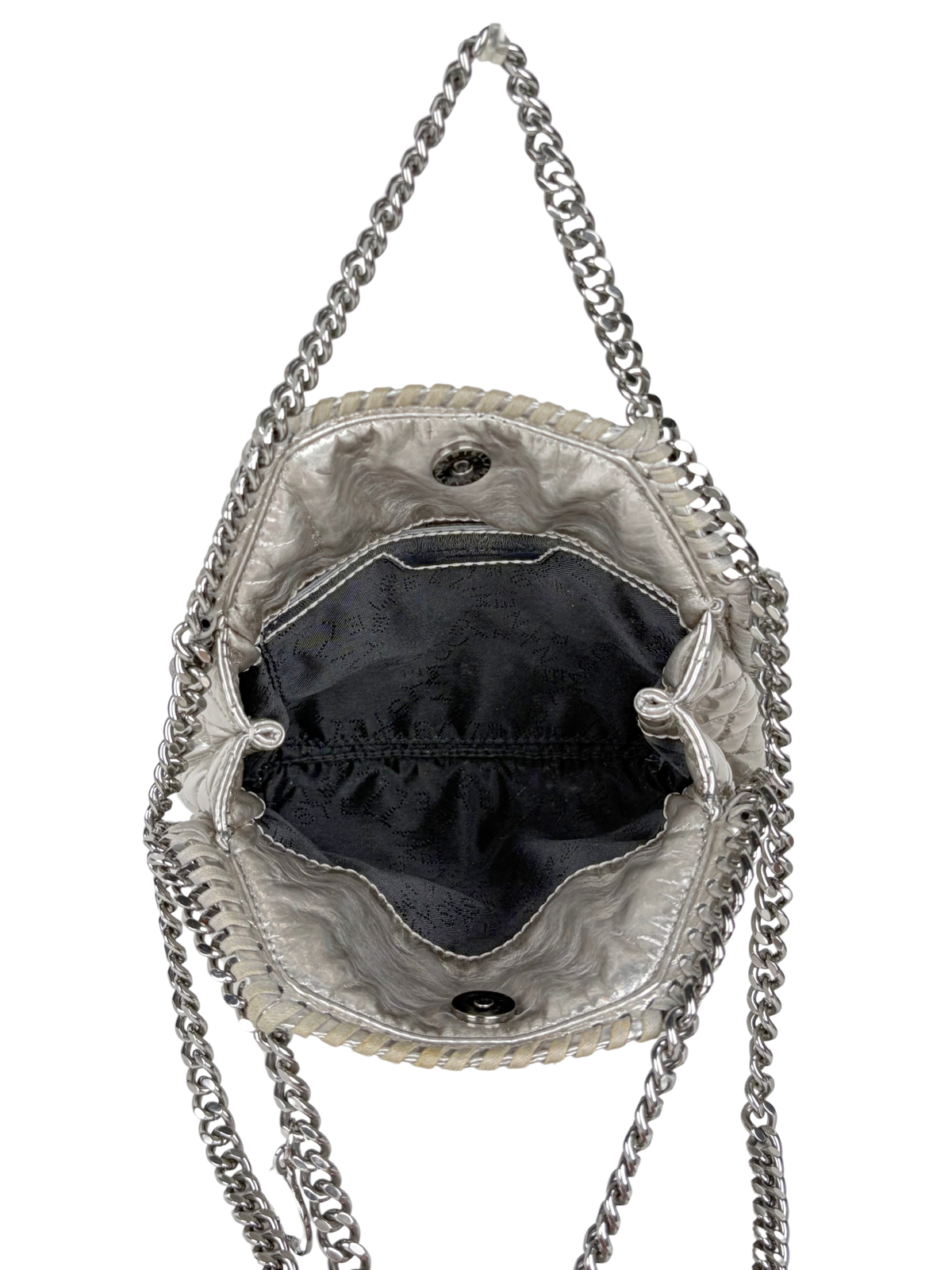 Stella McCartney Falabella Metallic Silver Quilted Mini Tote