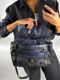Proenza Schouler PS1 Medium Satchel Bag in Midnight Navy/Black