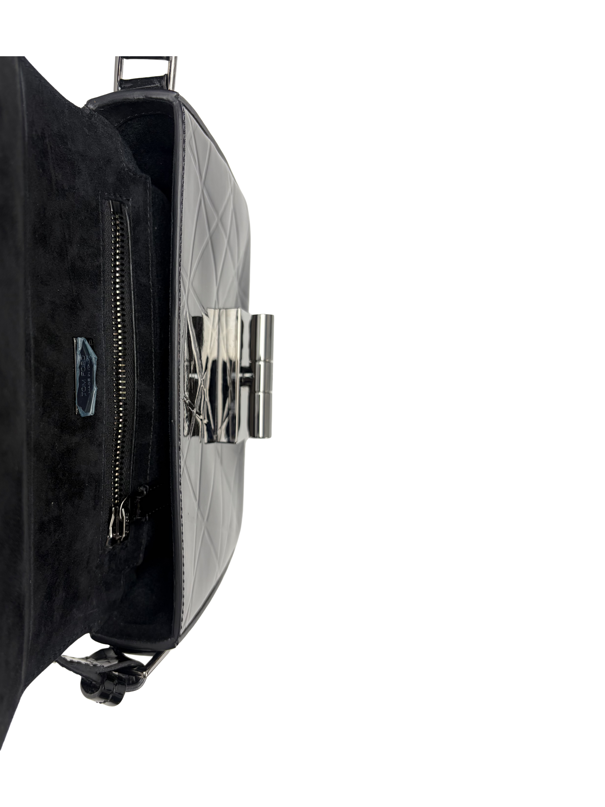 Tom Ford Black Geometric Patent Leather Natalia Bag