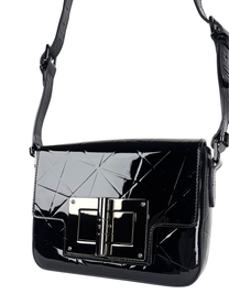 Tom Ford Black Geometric Patent Leather Natalia Bag