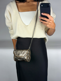 Stella McCartney Falabella Metallic Crackled Cross-Body Flap Bag
