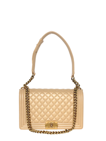 Chanel Boy Bag Medium Quilted Lambskin Beige with Gold Hardware