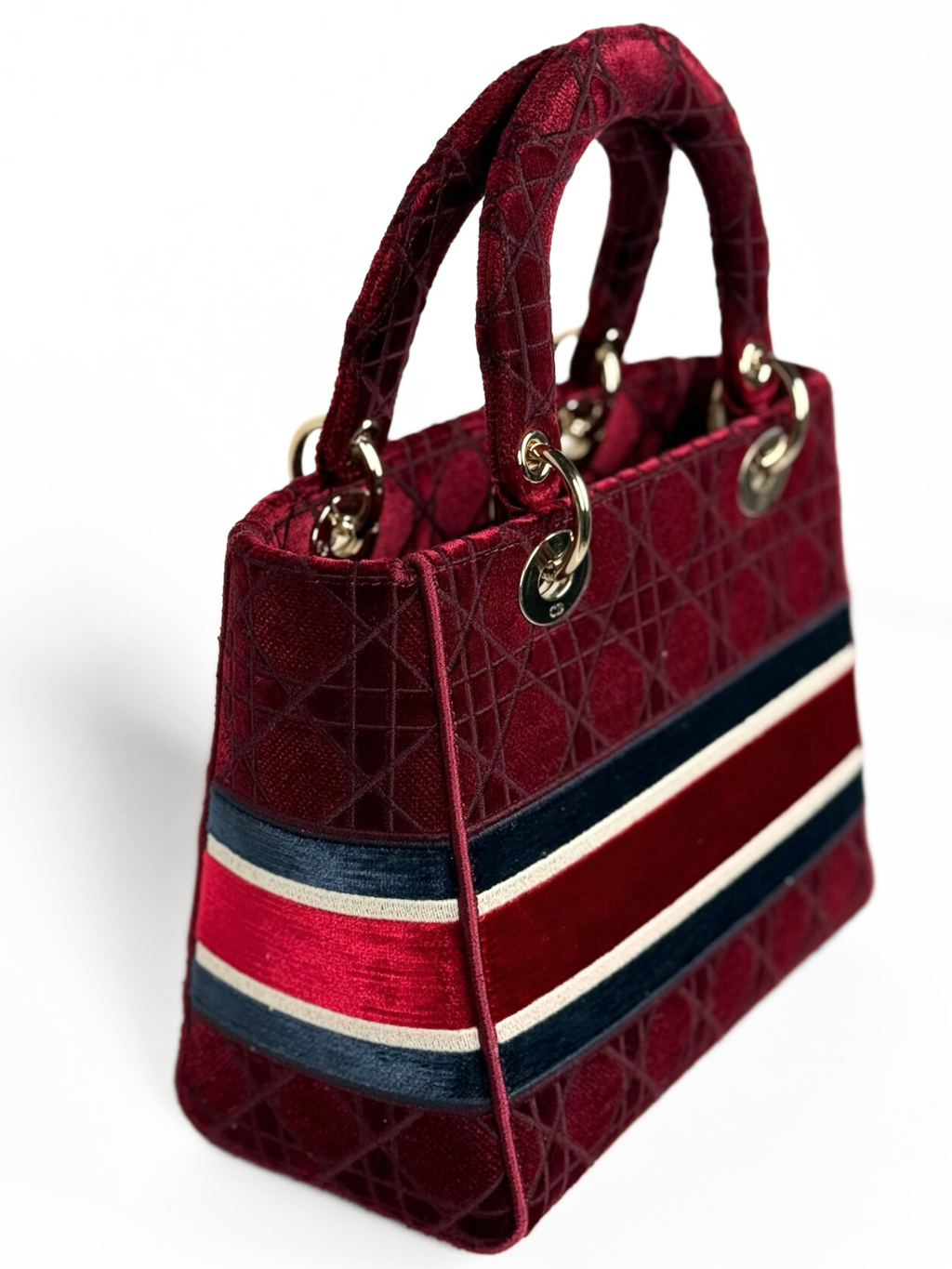 CHRISTIAN DIOR LADY D-LITE BURGUNDY VELVET LIMITED