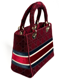 CHRISTIAN DIOR LADY D-LITE BURGUNDY VELVET LIMITED EDITION