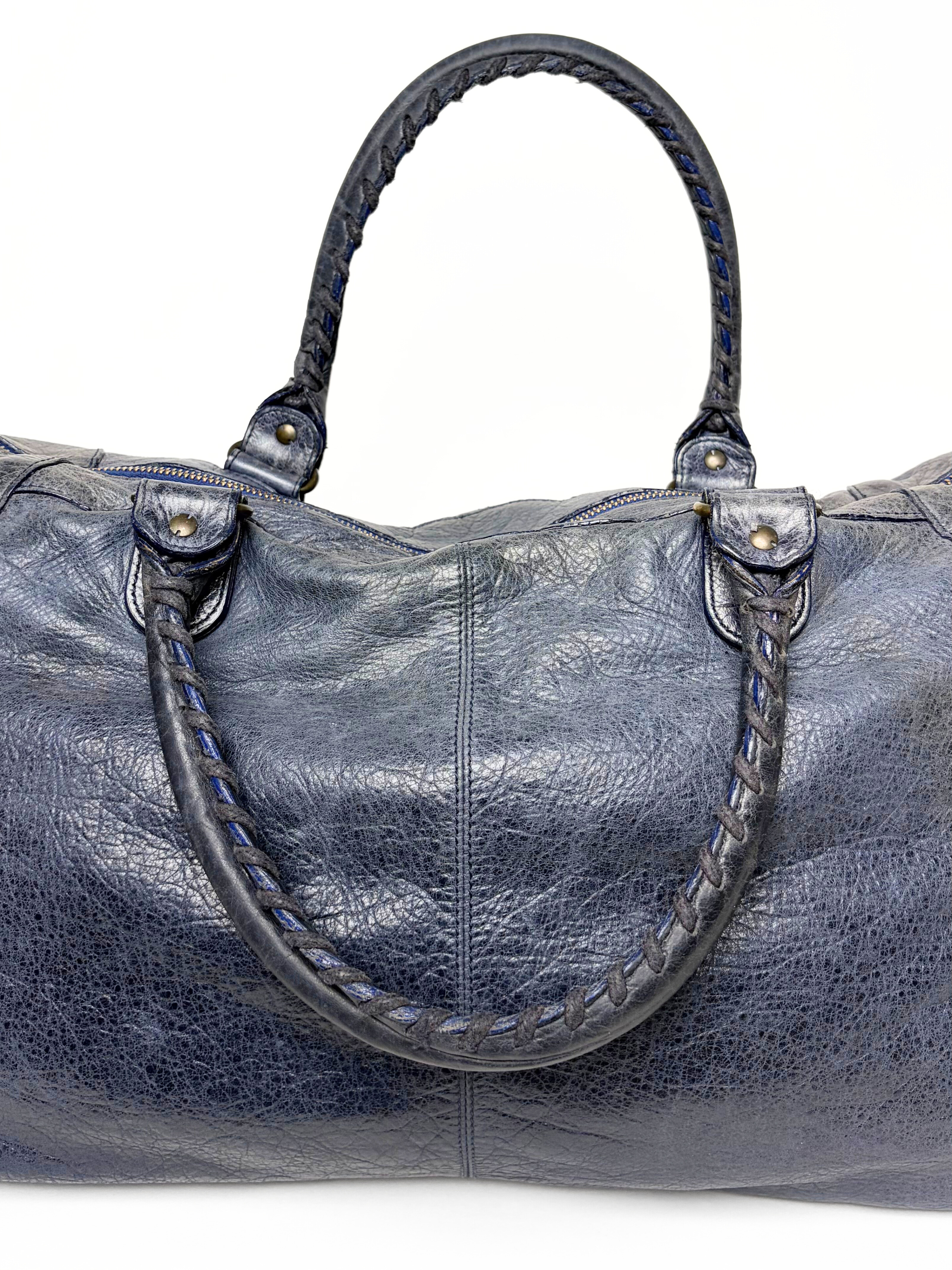 Balenciaga Classic Work Bag Grey/Navy Distressed Leather