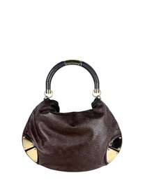 Vintage Gucci Babushka Indy Hobo Bag in Embossed Guccisima Leather &amp; Bamboo Tassels