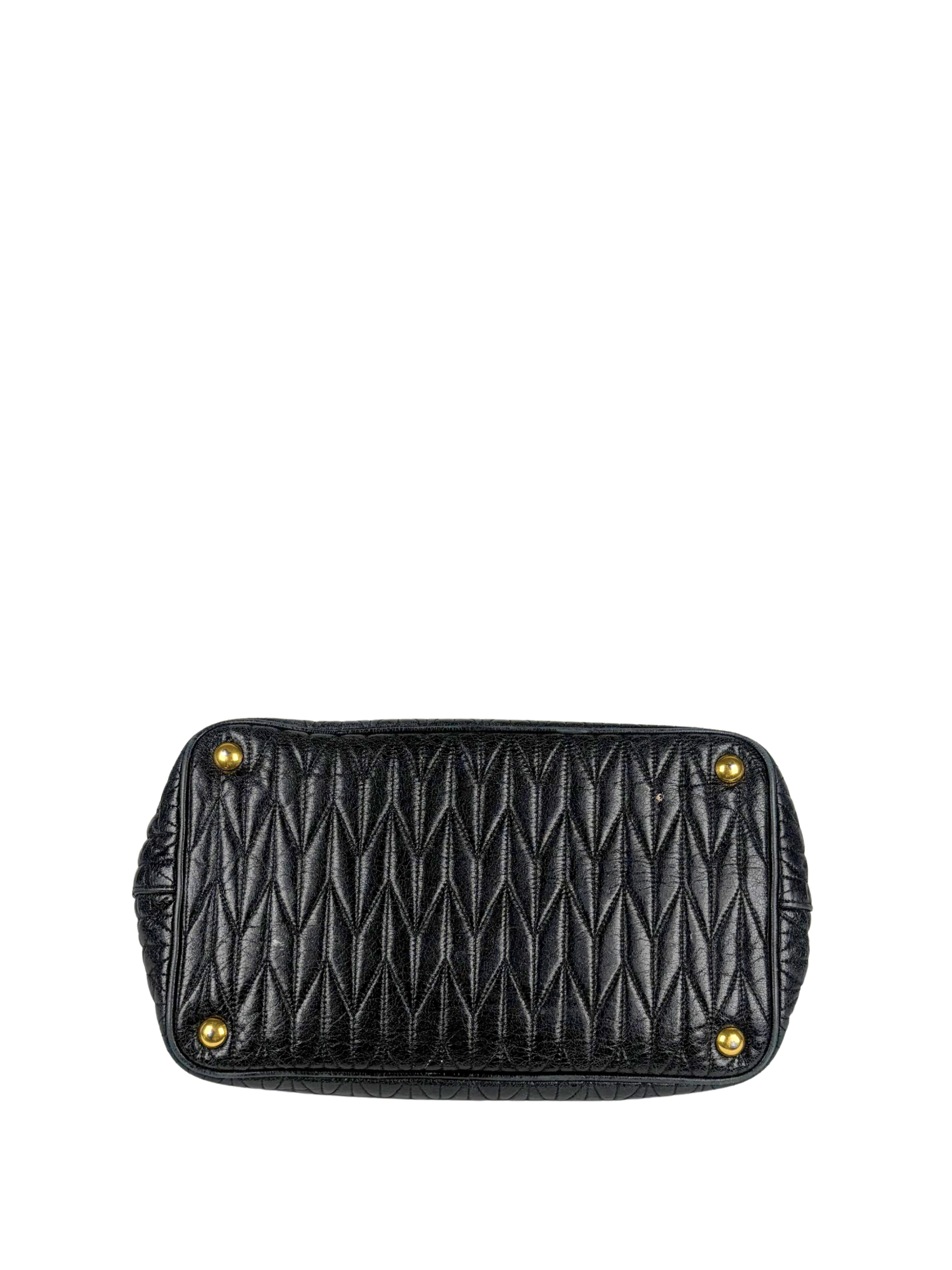 Miu Miu Black Matelassé Leather Tote