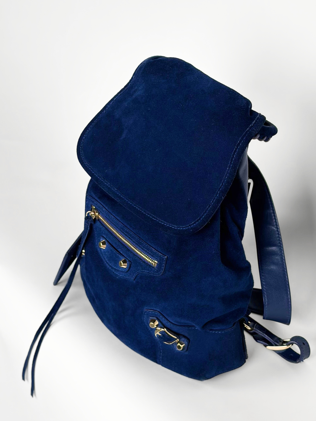 BALENCIAGA MOTOCROSS CLASSIC BACKPACK NAVY SUEDE