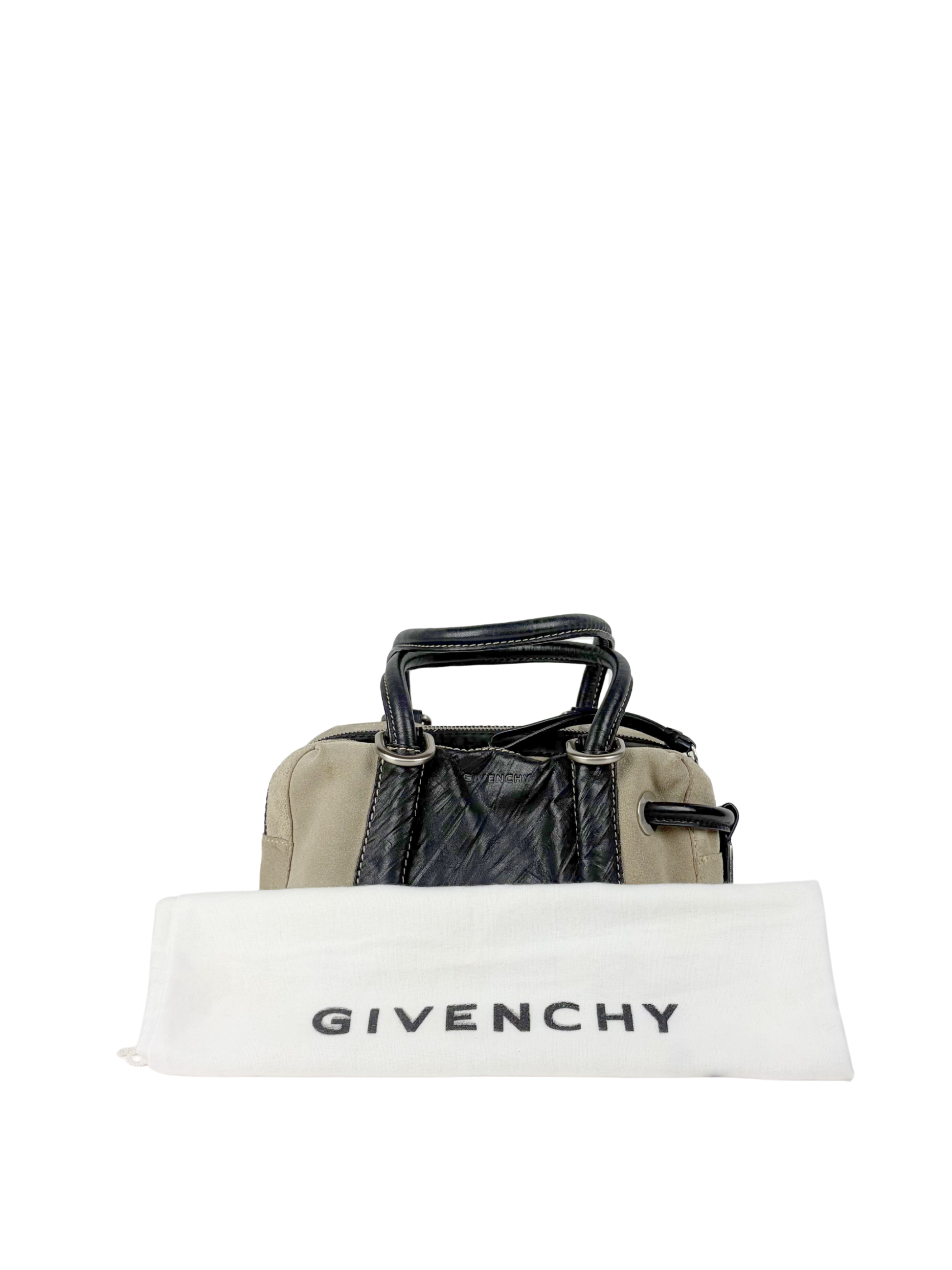Vintage Givenchy Suede and Leather Small Boston Bag