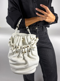 Alexander Wang Studded Diego Bucket Bag in Off-White