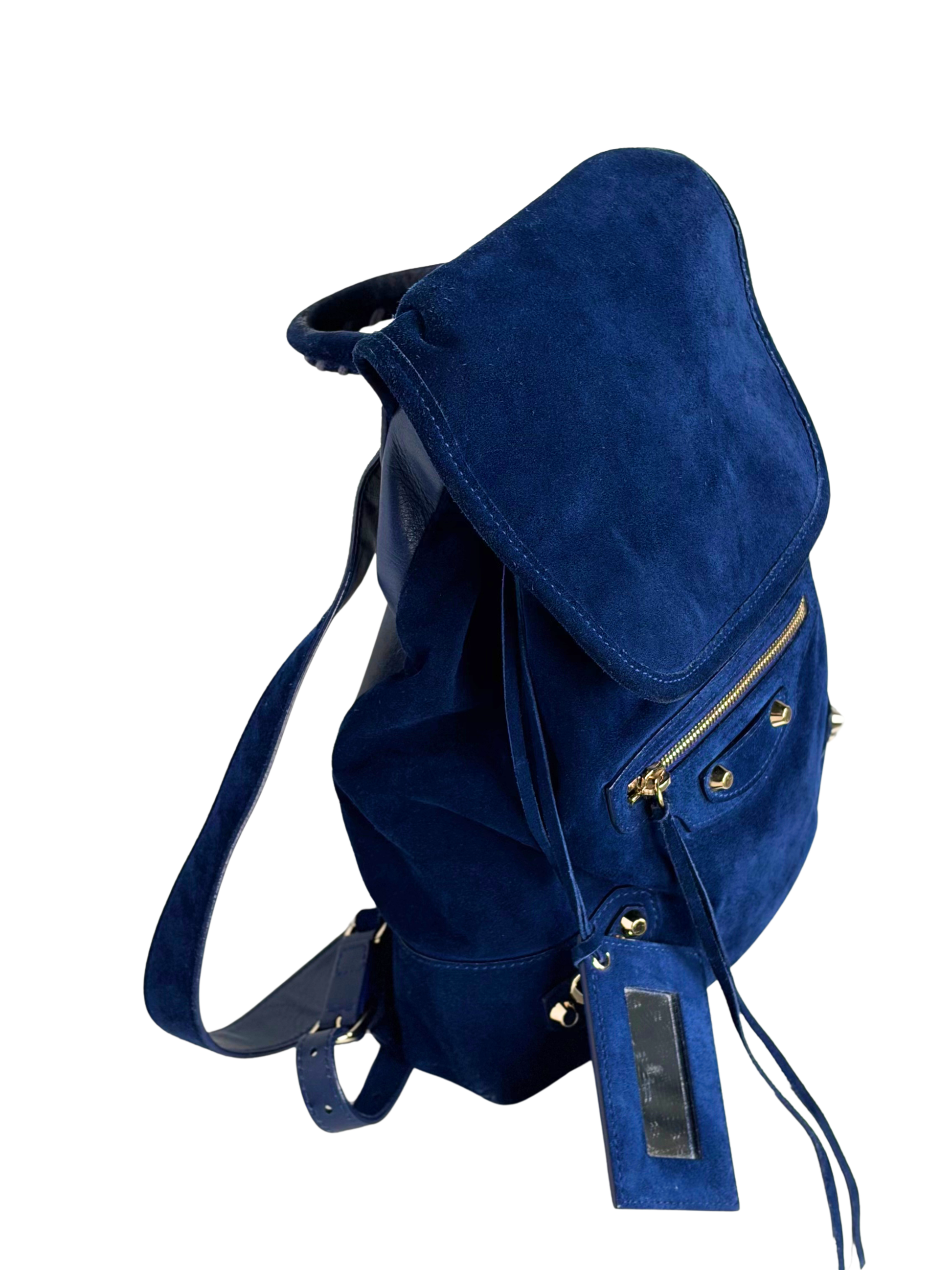 BALENCIAGA MOTOCROSS CLASSIC BACKPACK NAVY SUEDE