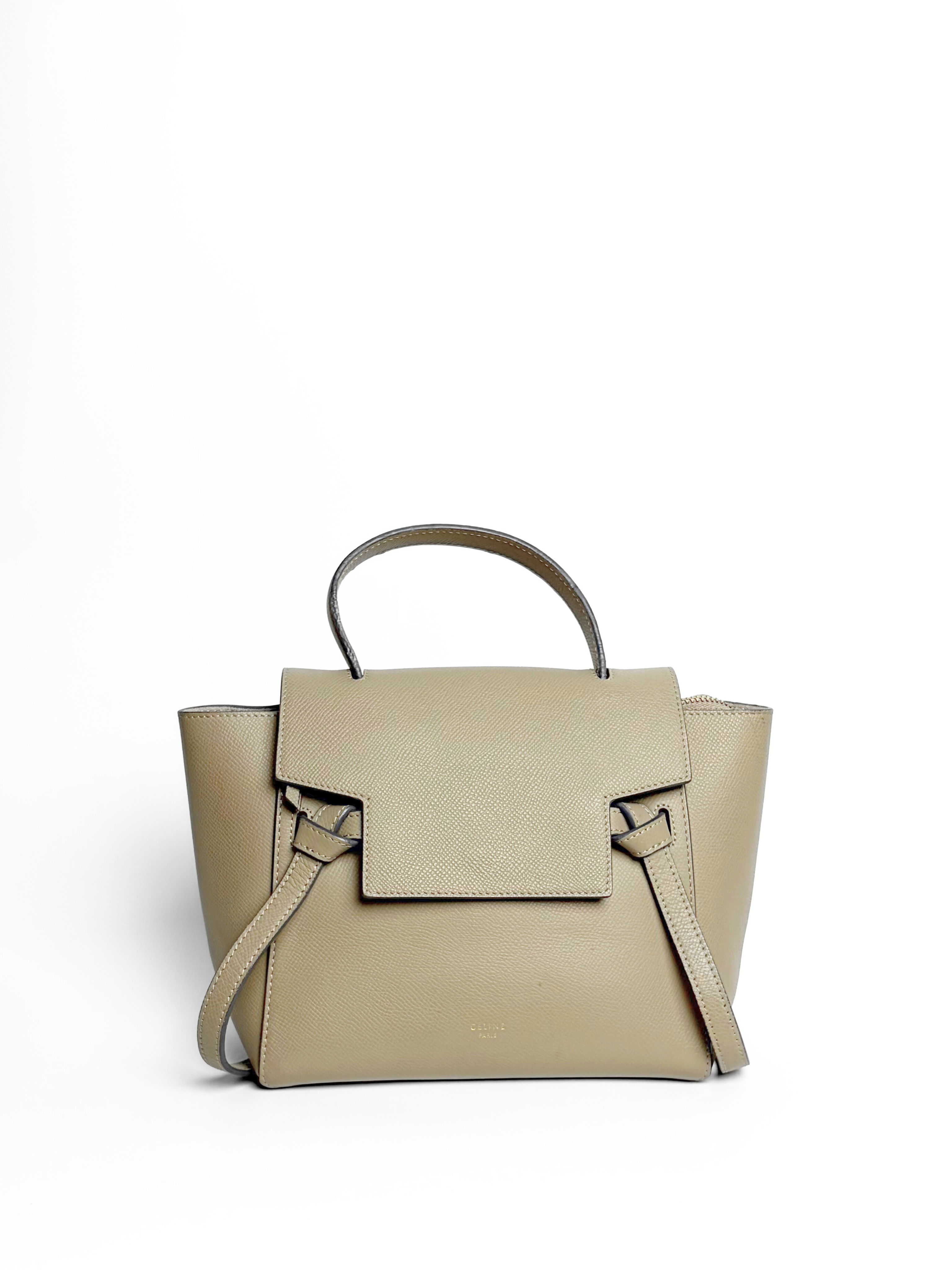 Celine Nano Belt Bag in Taupe Grained Leather