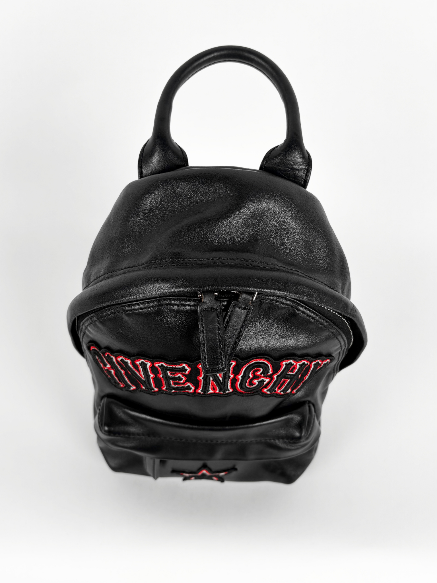 GIVENCHY STAR-PATCH MINI BACKPACK BLACK LEATHER