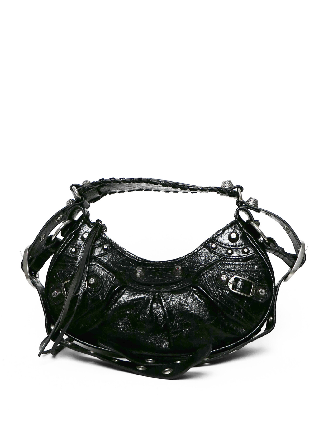 Balenciaga Le Cagole XS Studded Shoulder Bag in Black Leather