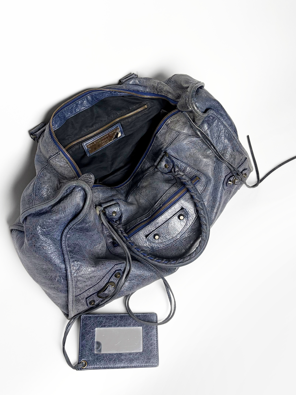 Balenciaga Classic Work Bag Grey/Navy Distressed Leather