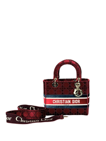 CHRISTIAN DIOR LADY D-LITE BURGUNDY VELVET LIMITED EDITION