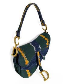 Christian Dior Medium Embroidered Canvas Saddle Bag