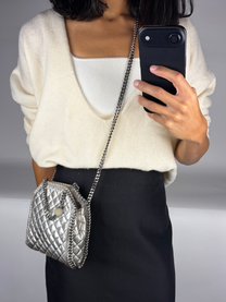 Stella McCartney Falabella Metallic Silver Quilted Mini Tote