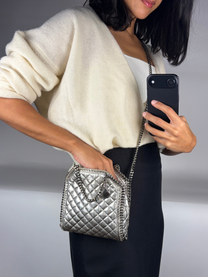 Stella McCartney Falabella Metallic Silver Quilted Mini Tote