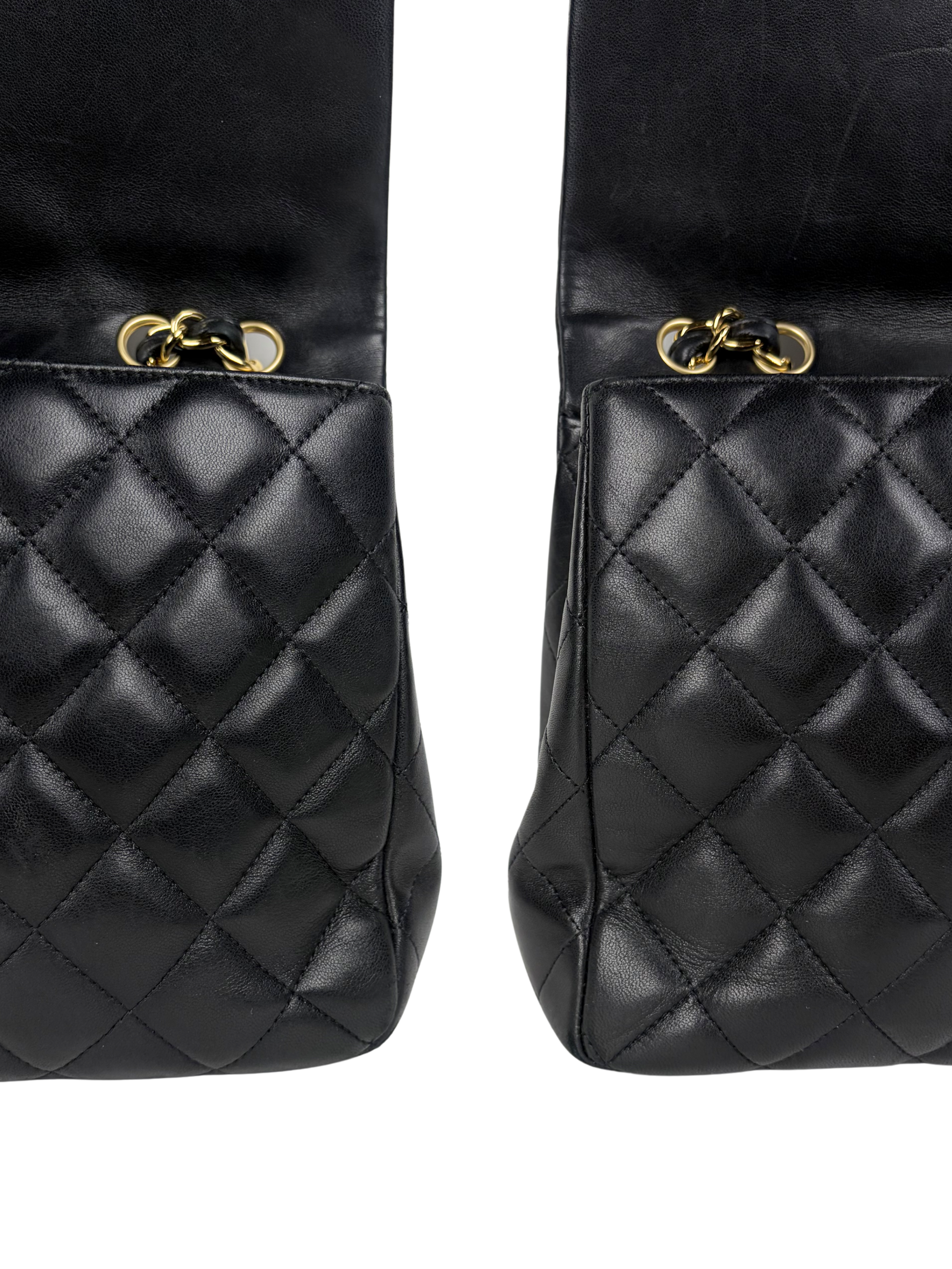 Chanel Jumbo Classic Flap Bag in Black Lambskin Leather