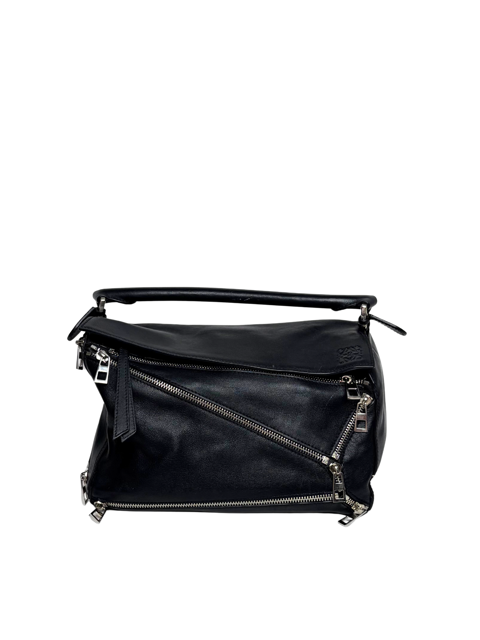 Loewe Puzzle Zipper Bag Black Leather