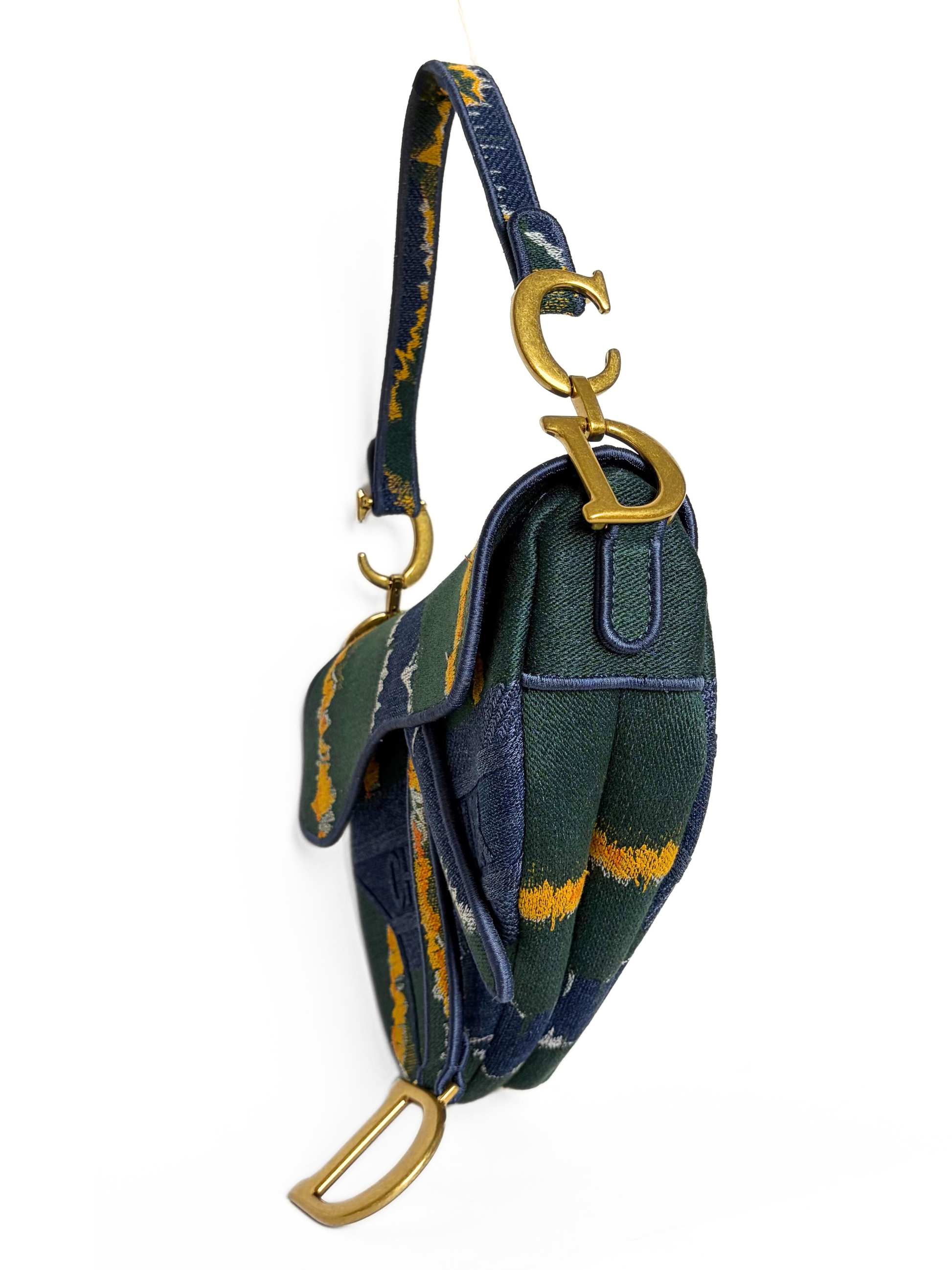 Christian Dior Medium Embroidered Canvas Saddle Bag