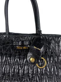 Miu Miu Black Matelassé Leather Tote