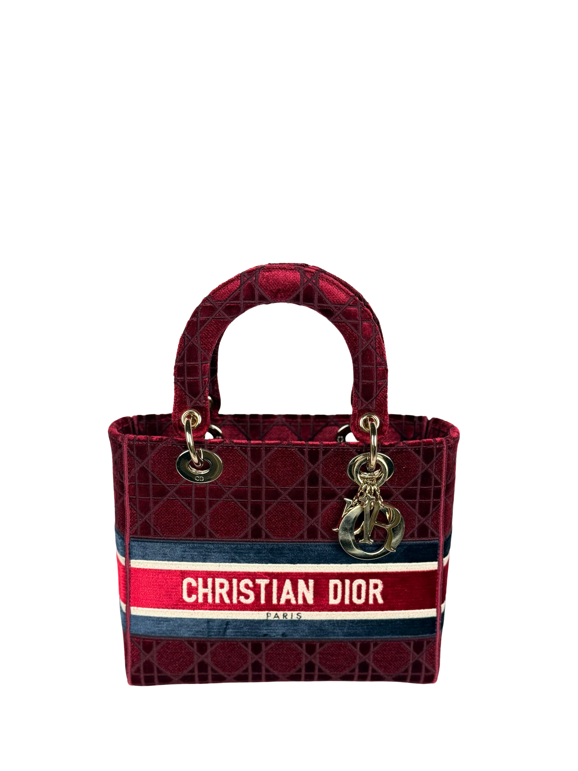 CHRISTIAN DIOR LADY D-LITE BURGUNDY VELVET LIMITED EDITION