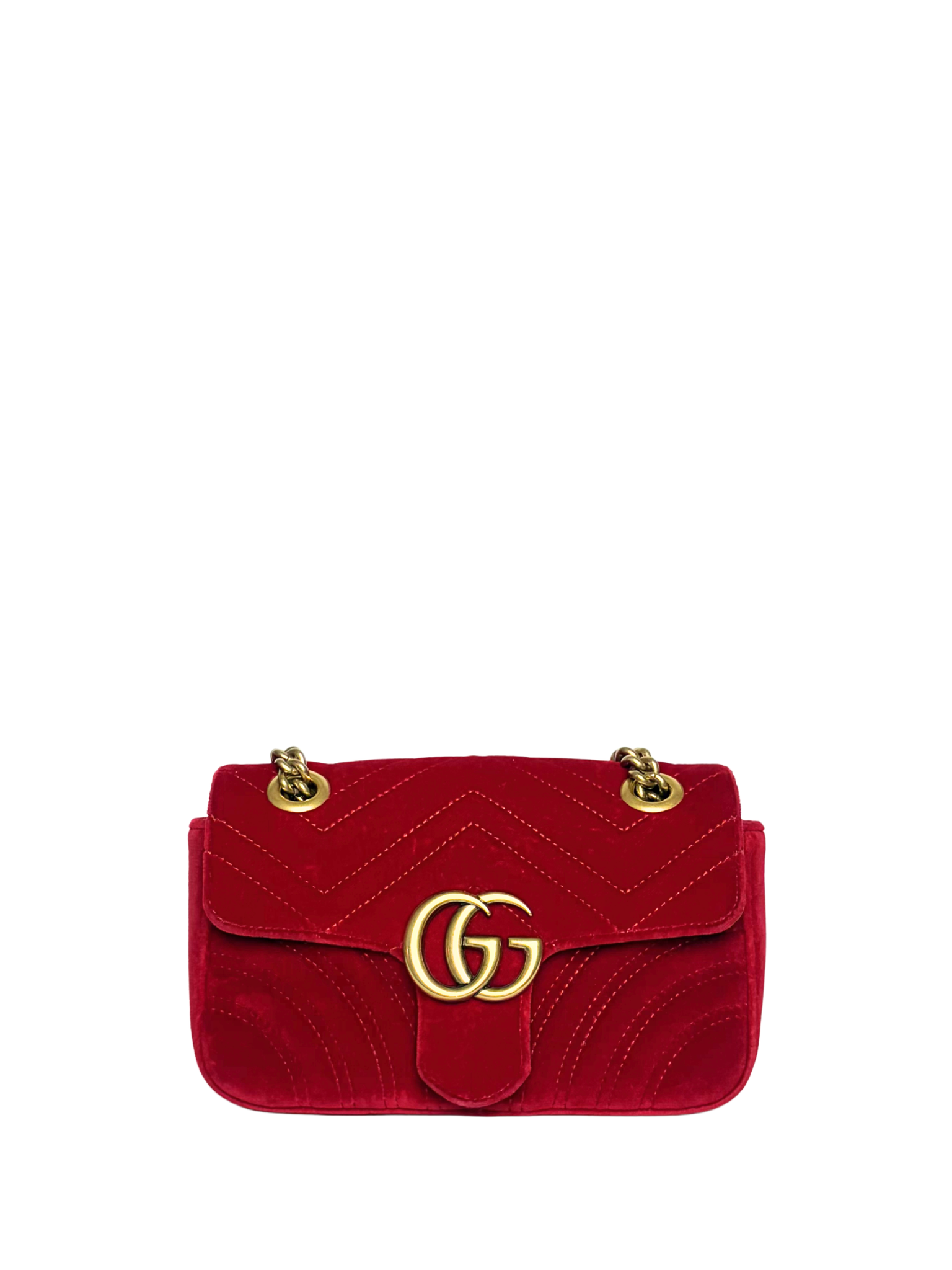 Gucci GG Marmont Red Mini Velvet Shoulder Bag