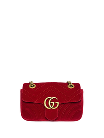 Gucci GG Marmont Red Mini Velvet Shoulder Bag
