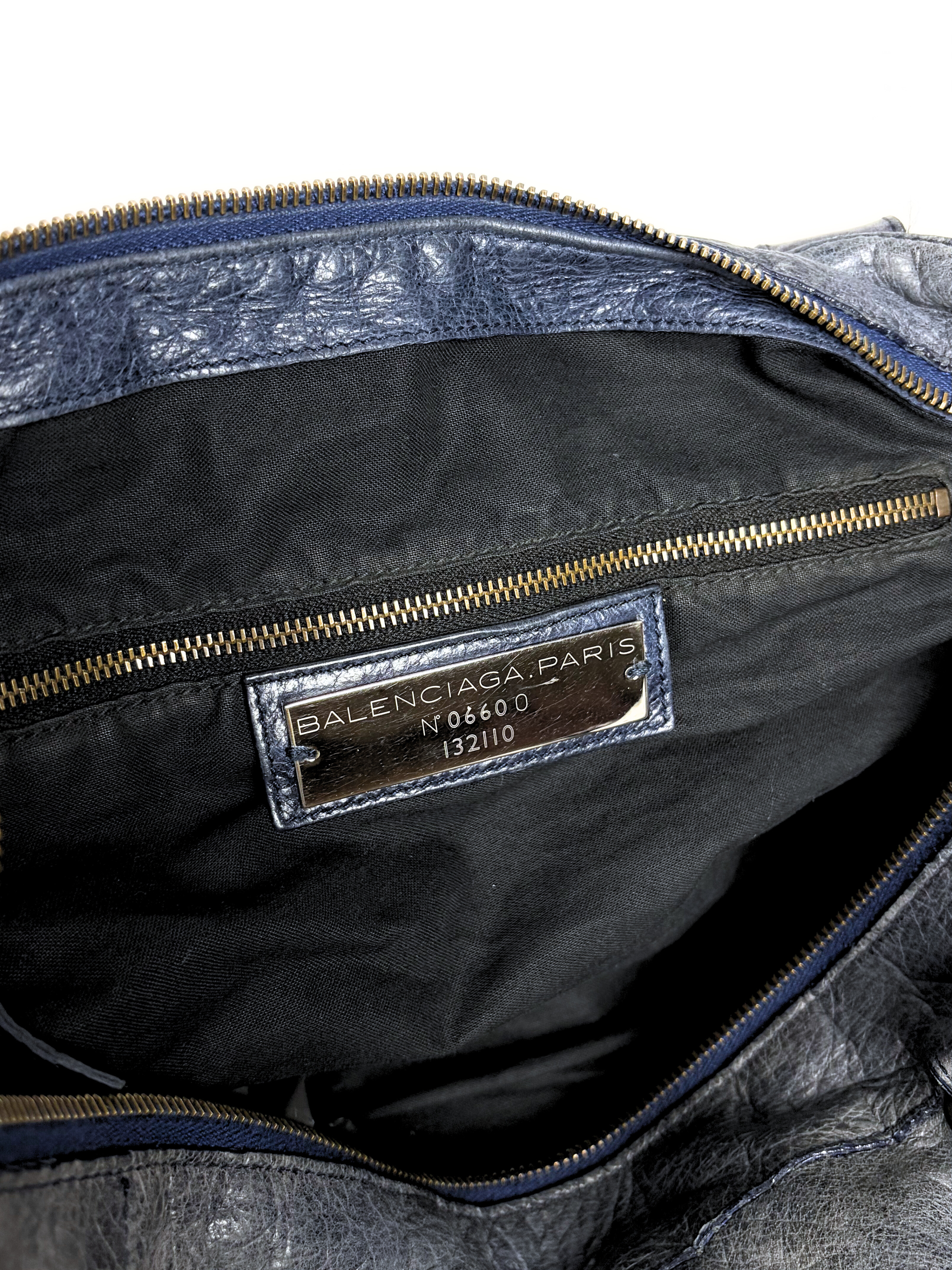 Balenciaga Classic Work Bag Grey/Navy Distressed Leather