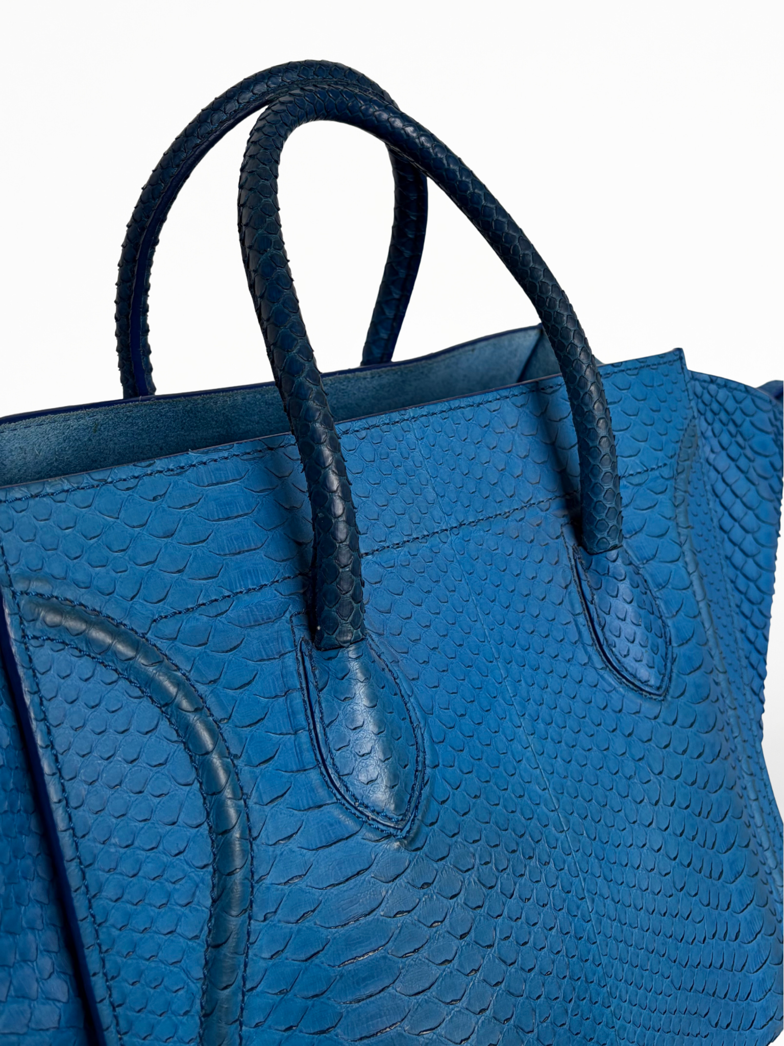 Céline Phantom Luggage Tote Blue Python