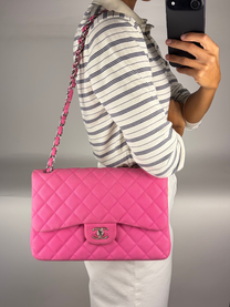 Chanel Jumbo Classic Double Flap Bag in Magenta Pink