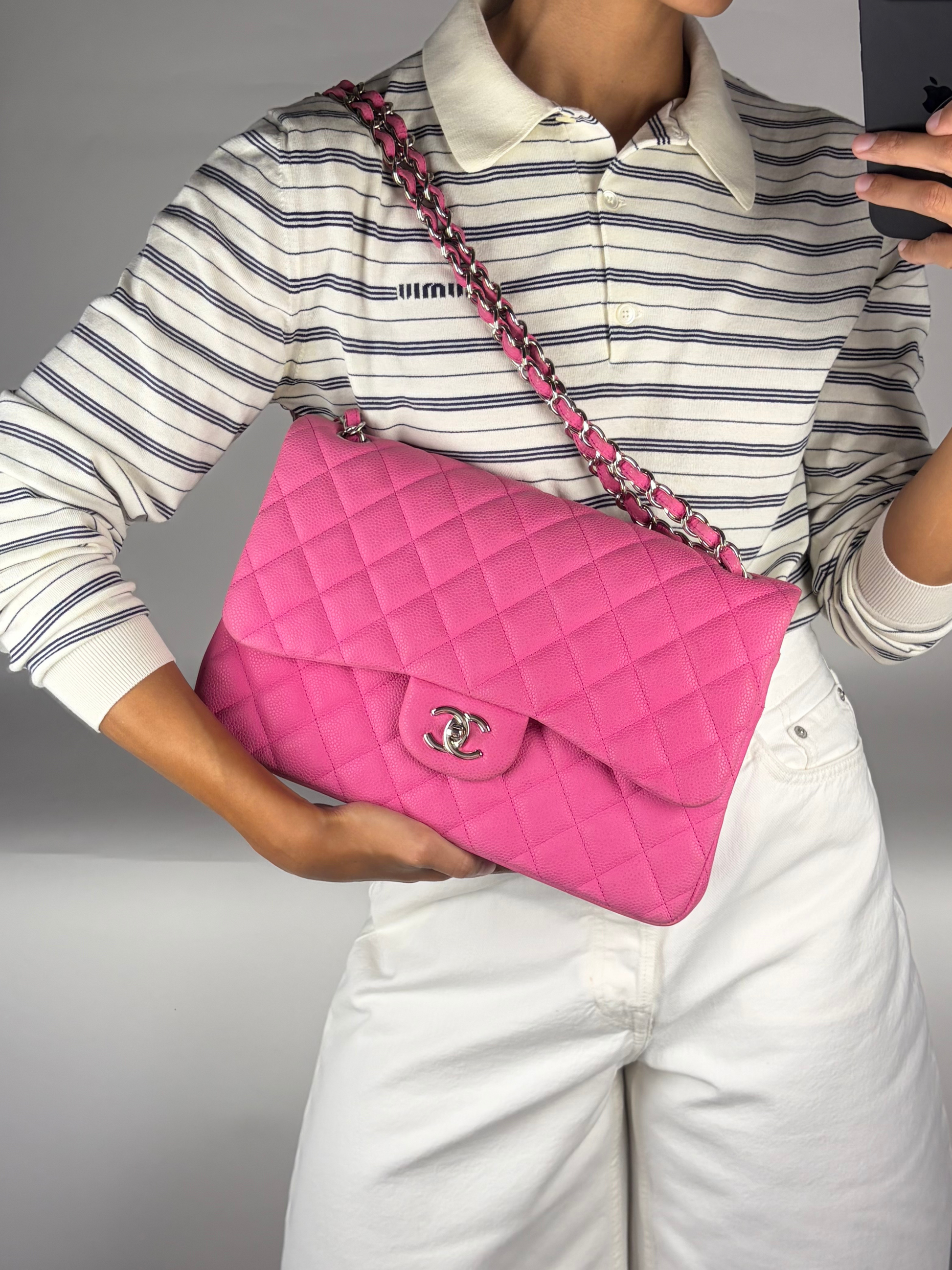 Chanel Jumbo Classic Double Flap Bag in Magenta Pink