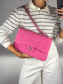 Chanel Jumbo Classic Double Flap Bag in Magenta Pink