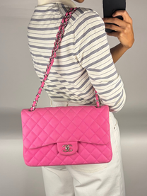 Chanel Jumbo Classic Double Flap Bag in Magenta Pink