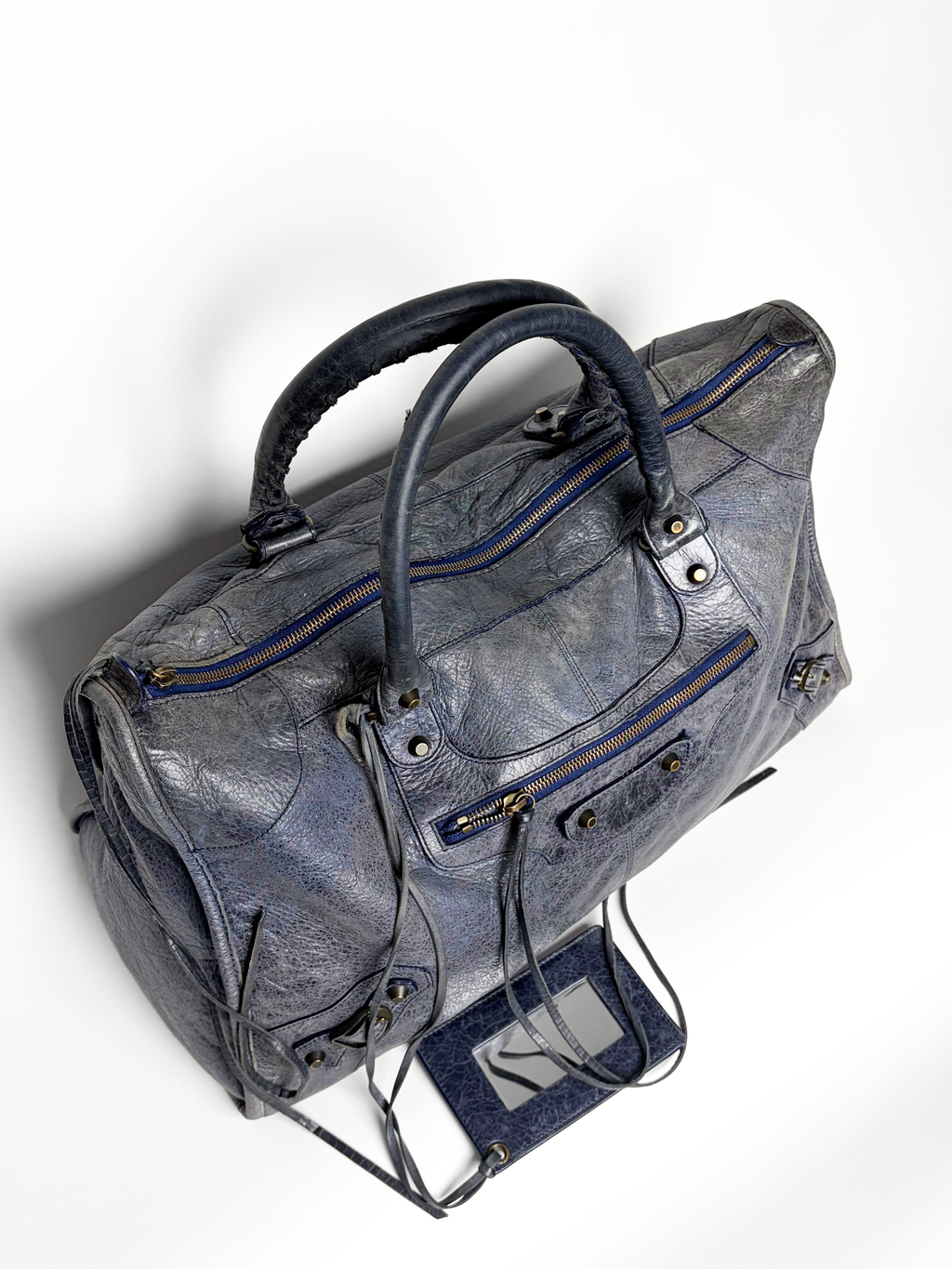 Balenciaga Classic Work Bag Grey/Navy Distressed Leather