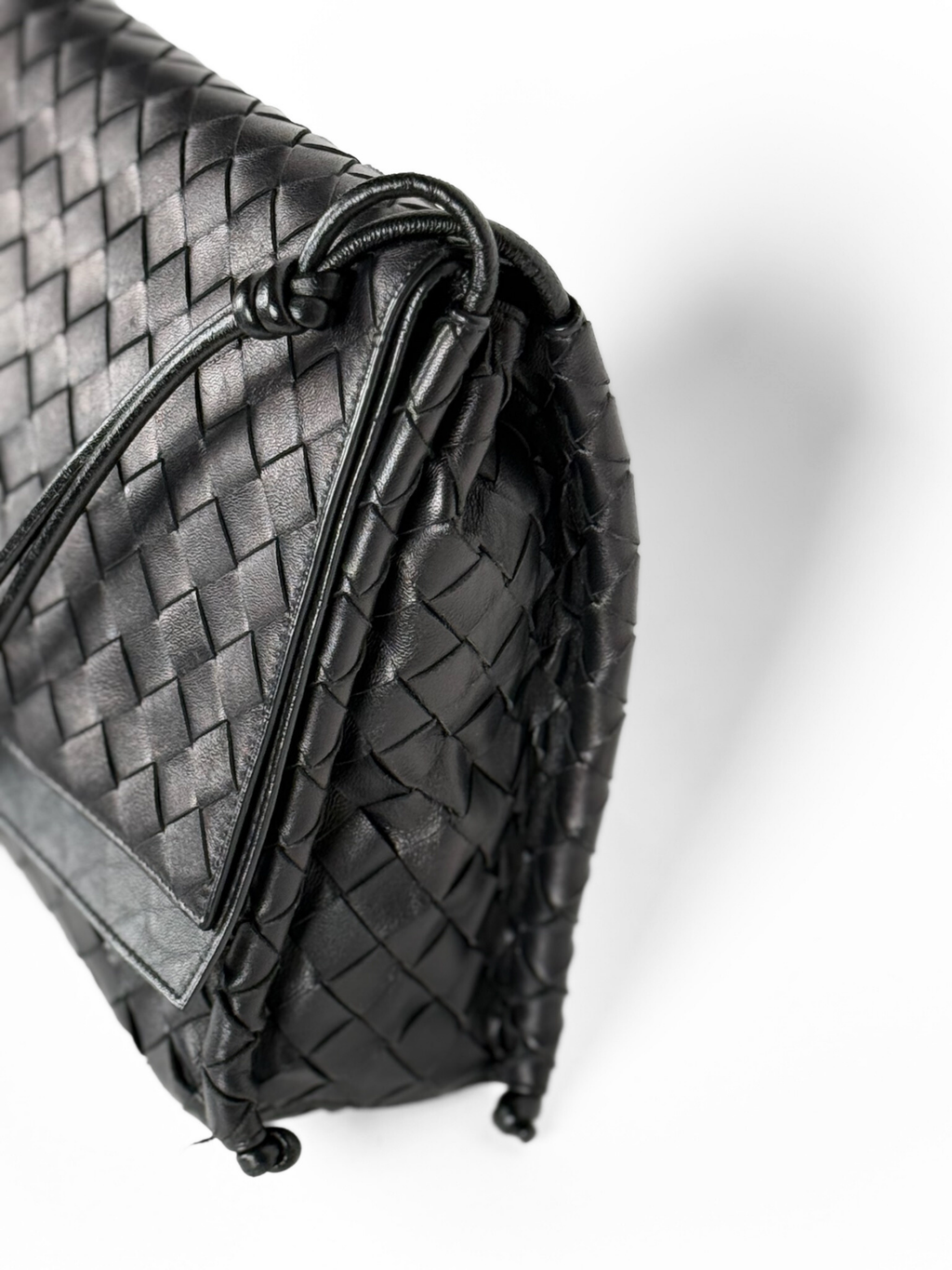 Bottega Veneta Intrecciato Crossbody Flap Bag Black