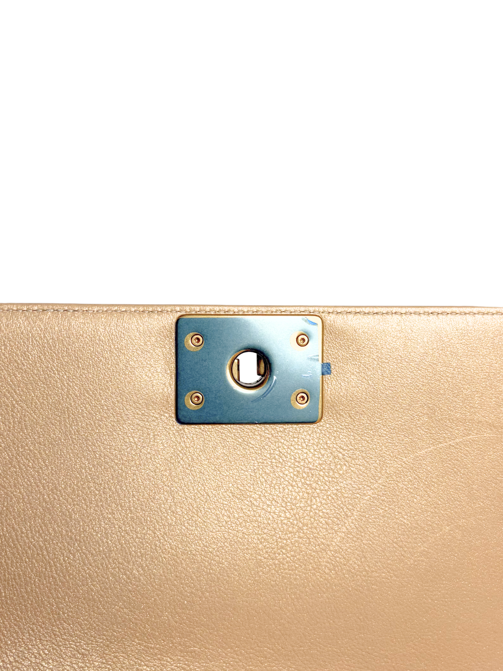 Chanel Boy Bag Medium Quilted Lambskin Beige with Gold Hardware